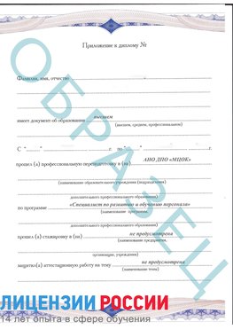 Образец приложение к диплому (страница 1) Березовский Профессиональная переподготовка сотрудников 